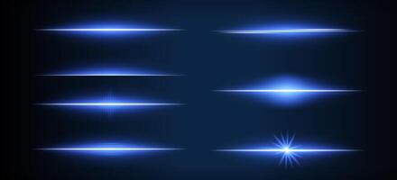 Blue lens flares creating light effects on dark background vector