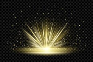 Golden light beams and sparkles creating a magical atmosphere vector