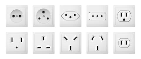 Set of Electrical Sockets Representing Different International Standards vector
