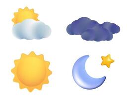 Sun, Moon, Star and Clouds Representing Day and Night vector