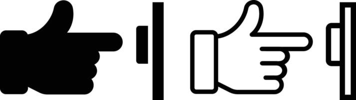 Door bells icons set. Symbol isolated white background. Silhouette and Line Icon. Finger pressing button vector