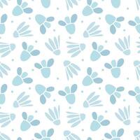 Abstract blue pattern, mottled background of elements and colors. Funny simple texture, doodle style. vector