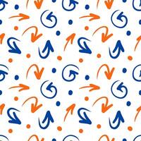 A pattern of brushstrokes with hand-drawn curved arrows, handwriting. vector