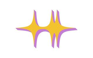 Bold abstract star shape. Modern geometric figure with flat elements and shadow. Iconic symbol of brutalism, y2k aesthetic, and contemporary style. Ideal for decorative purposes graphic projects. vector