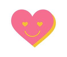 Brutalist heart icon with a smile. Abstract shape and element create a playful visual. This flat design with shadows adds bold touch, suitable for modern graphic applications. vector