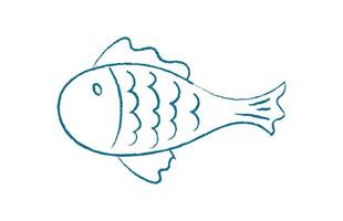 Marine fish swim in the ocean. Aquatic creature in silhouette style. Underwater context, doodle visual style, ideal for various design applications. Chalk and crayon style vector
