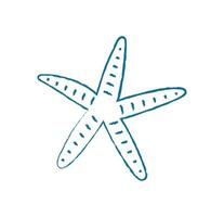 Starfish silhouette shape crayon style. Aquatic starfish shape. Undersea creature in the ocean, marine style, flat texture, perfect for summer themes, aquatic life projects, and educational materials. vector