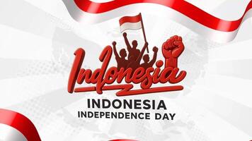 indonesia independence day 17th of august motion graphic animation with flag and abstract background video
