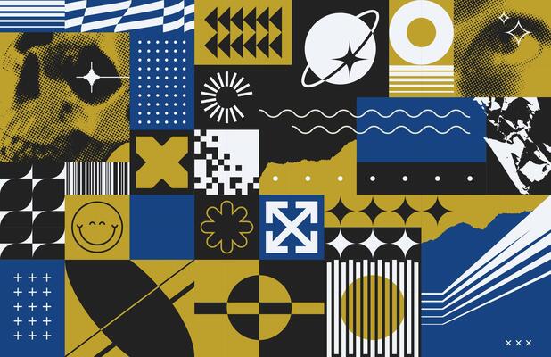 Brutalist Geometric Seamless Pattern