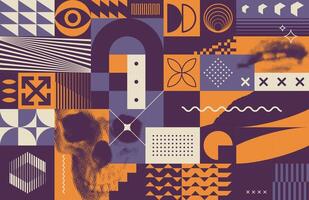 Geometric Seamless Pattern Brutalist Style vector