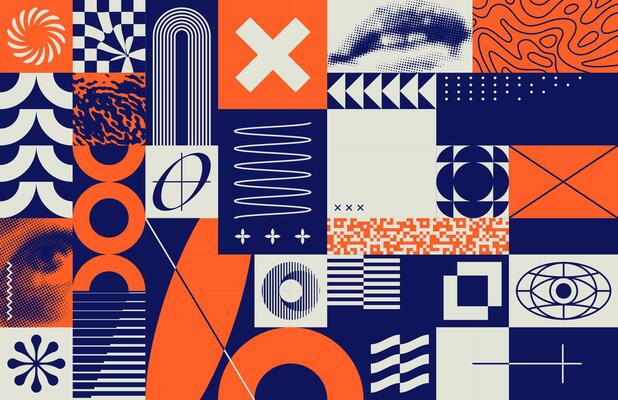 Seamless Pattern With Brutalist Geometric Elements