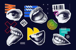 Psychedelic Pop Art Graphic Elements Set vector