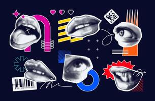 Set of Psychedelic Pop Art Graphic Elements vector