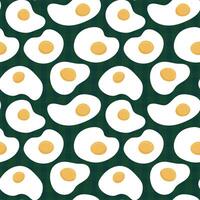 Fried eggs seamless pattern. Sunny side up eggs pattern on green plaid background. Healthy breakfast pattern for wrapping paper, fabric, cover design vector