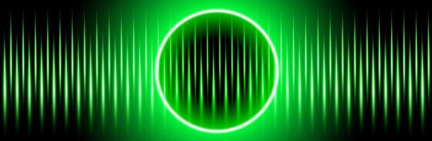 Green and black background with circular neon lights, futuristic and modern design vector