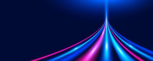 Abstract colorful speed light trails background with neon curves design vector