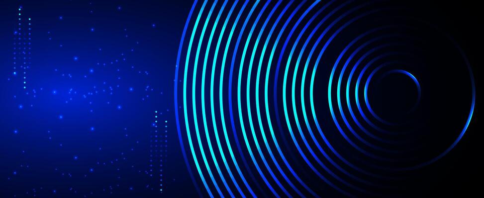 Blue futuristic technology digital ring background with glowing geometric circles