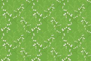 Seamless pattern with delicate botanical branches and white berries on a fresh green background. Elegant and nature inspired, perfect for textiles, wallpapers, packaging, and stationery design vector
