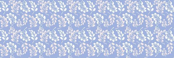 Seamless pattern featuring stylized botanical branches with abstract leaves in shades of pastel and soft on a light blue background. Simple print for textiles, wallpapers, packaging, branding vector