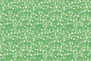 Seamless pattern with small wildflowers and tiny greenery leaves on a green background. Elegant and minimal floral design perfect for fabric, stationery, packaging, digital projects vector