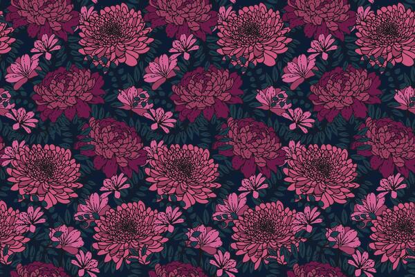 Burgundy seamless floral pattern. Blooming mixed with herbs, leaves and meadow plants. Opulent flowers background print. drawn illustration. Nature ornament for designs, fabric, textiles