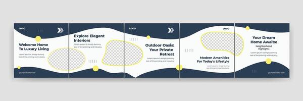 Set of minimalist business carousel post, Customize social media template design vector