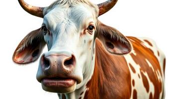Close up Portrait Of A Spotted Cow photo