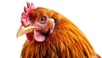Close-up Portrait of a Rooster with Red Comb photo