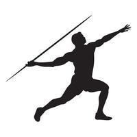 Silhouette of Javelin Thrower in Motion vector