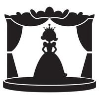 Silhouette of Princess on Stage in Gown vector