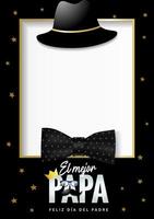 Father's Day in Spanish congrats template with copy space. Photo frame design vector