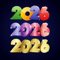 Set of creative icons for New Year 2026 celebrating. Collection of web banners. Golden glitterind and colorful design. Clipping mask with shiny glitters. Postcard elements. Advertising template. vector