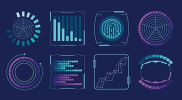 Futuristic Data HUD Interface Elements illustration Set vector