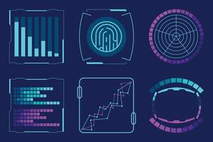 Futuristic Data HUD Interface Elements Set vector