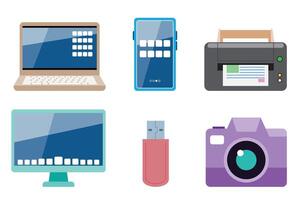Flat Set of Digital Devices and Gadgets vector