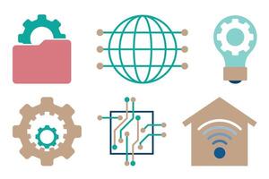 Flat Technology Icon Set for Digital and Innovation vector