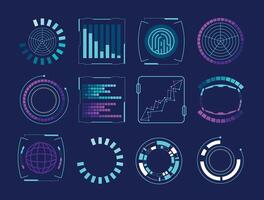 Futuristic Data HUD Interface Elements illustration vector