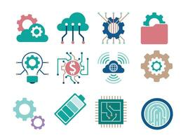 Flat Technology Icon Set for Digital and Innovation Concepts vector
