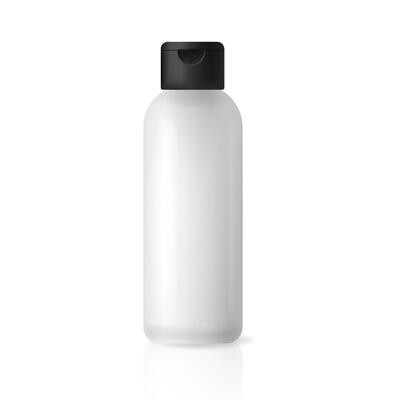 Realistic 3D cosmetic bottle with black flip cap
