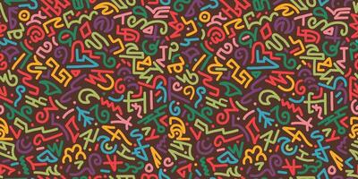 Abstract seamless geometric doodle pattern. Creative abstract style art background with basic colorful shapes. vector