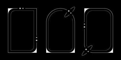 Retro y2k windows, futuristic abstract frames and empty backgrounds with blinking stars. design elements set. vector