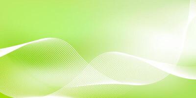 Abstract green gradient background with shining lines waves vector