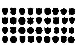 Set of Black Shield and Badge Silhouettes Emblem Icons for Logos, Security, and Design Elements vector