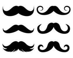 Set of Black Mustache Icons in Various Curly Styles vector