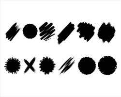 Grunge Brush Stroke and Shape Silhouette Set Abstract Black Paint Elements for Labels, Badges, and Design Projects vector