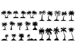 Set of Tropical Palm Tree Silhouettes Coconut and Beach Tree Collection for Summer and Island Design vector