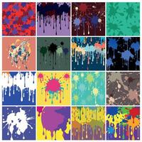 Grunge Background of Vibrant Paint Splatters and Colorful Drips in Abstract Style vector