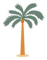 Palm tree simple flat design element isolated on transparent background. Summer beach vacation vector