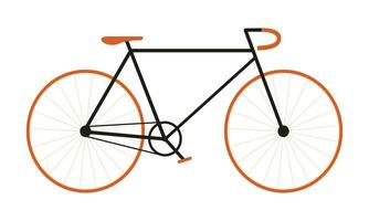 Road sport bicycle in simple flat style in black and orange color. Isolated element on transparent background. vector