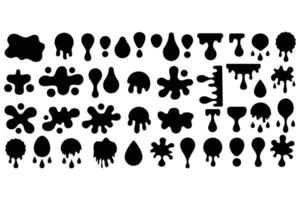 Ink and Paint Splatter Silhouette Set Drip, Blot, and Splash Elements for Grunge and Artistic Designs vector